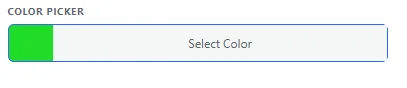 The Pure Fields colour picker field in the WordPress editor: a colour swatch beside a Select Color button.