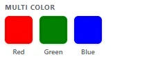 The PureFields multicolor field in the WordPress editor: three labelled colour swatches — Red, Green and Blue — under one field label.