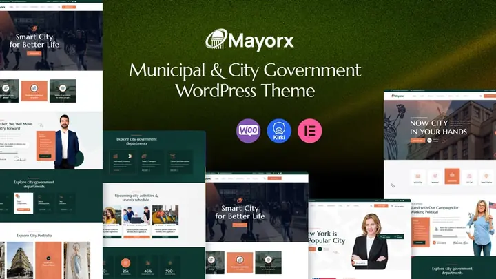 Preview of the Mayorx WordPress theme by ThemePure — City government.