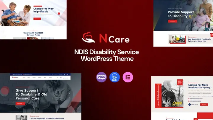 Preview of the Ncare WordPress theme by ThemePure — NDIS disability care.