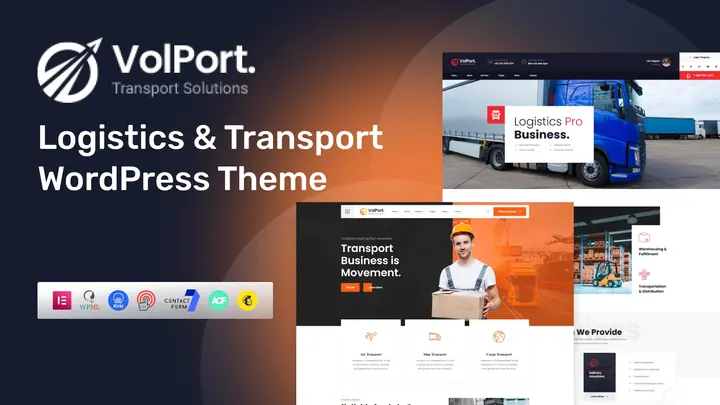 Preview of the Volport WordPress theme by ThemePure — Logistics & transport.
